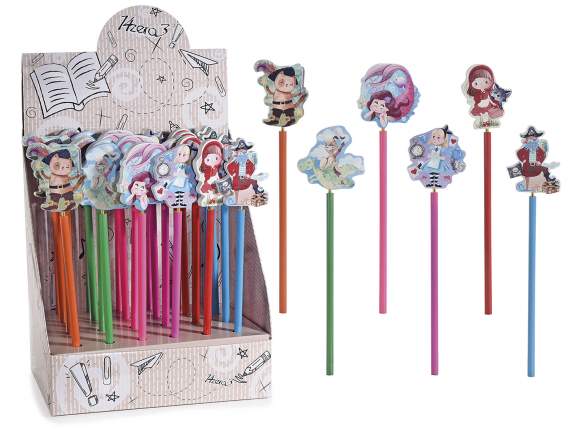 Pencil with spring decoration Fairy Tales in wood in displ